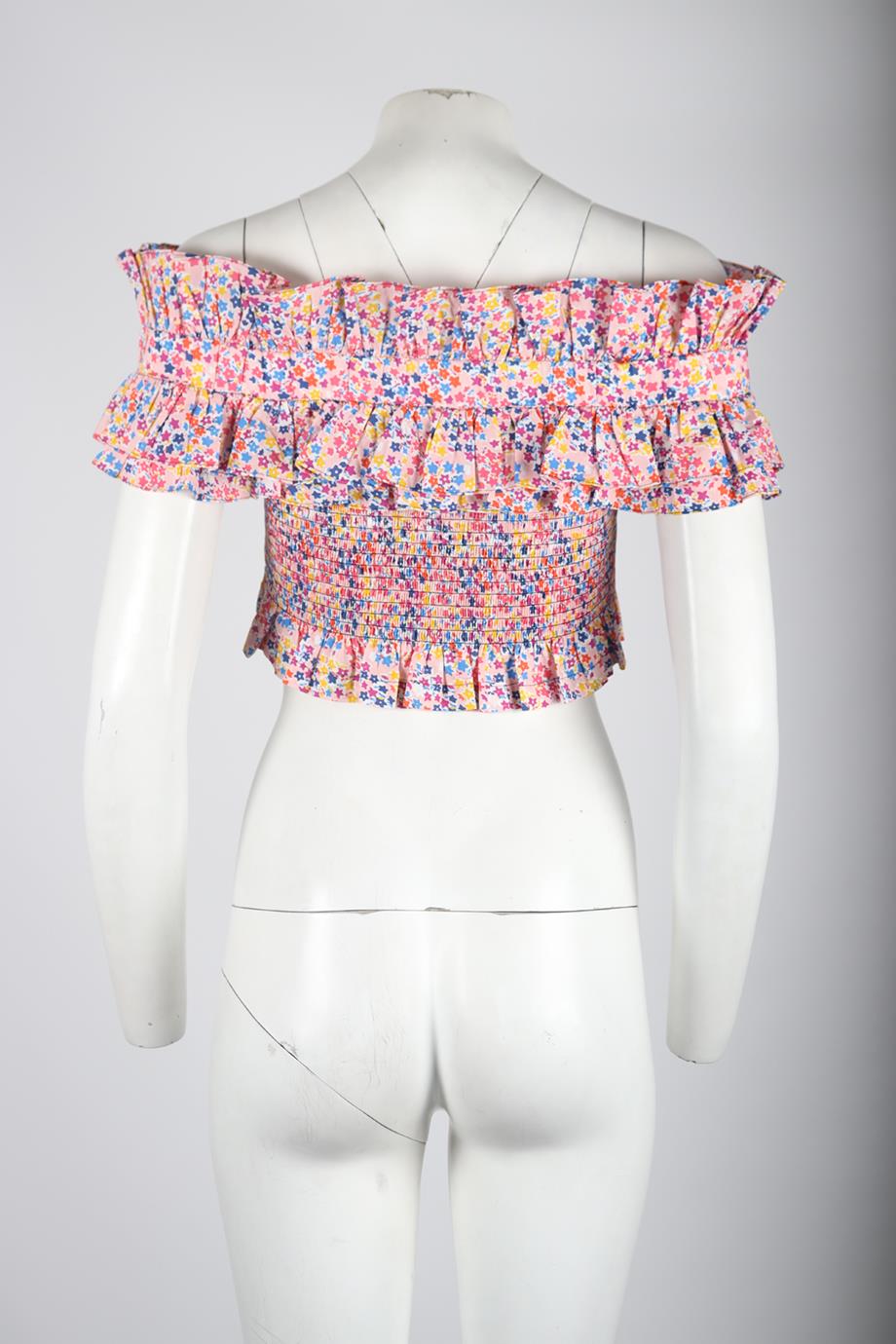 PHILOSOPHY DI LORENZO SERAFINI OFF THE SHOULDER FLORAL PRINT COTTON TOP UK 8