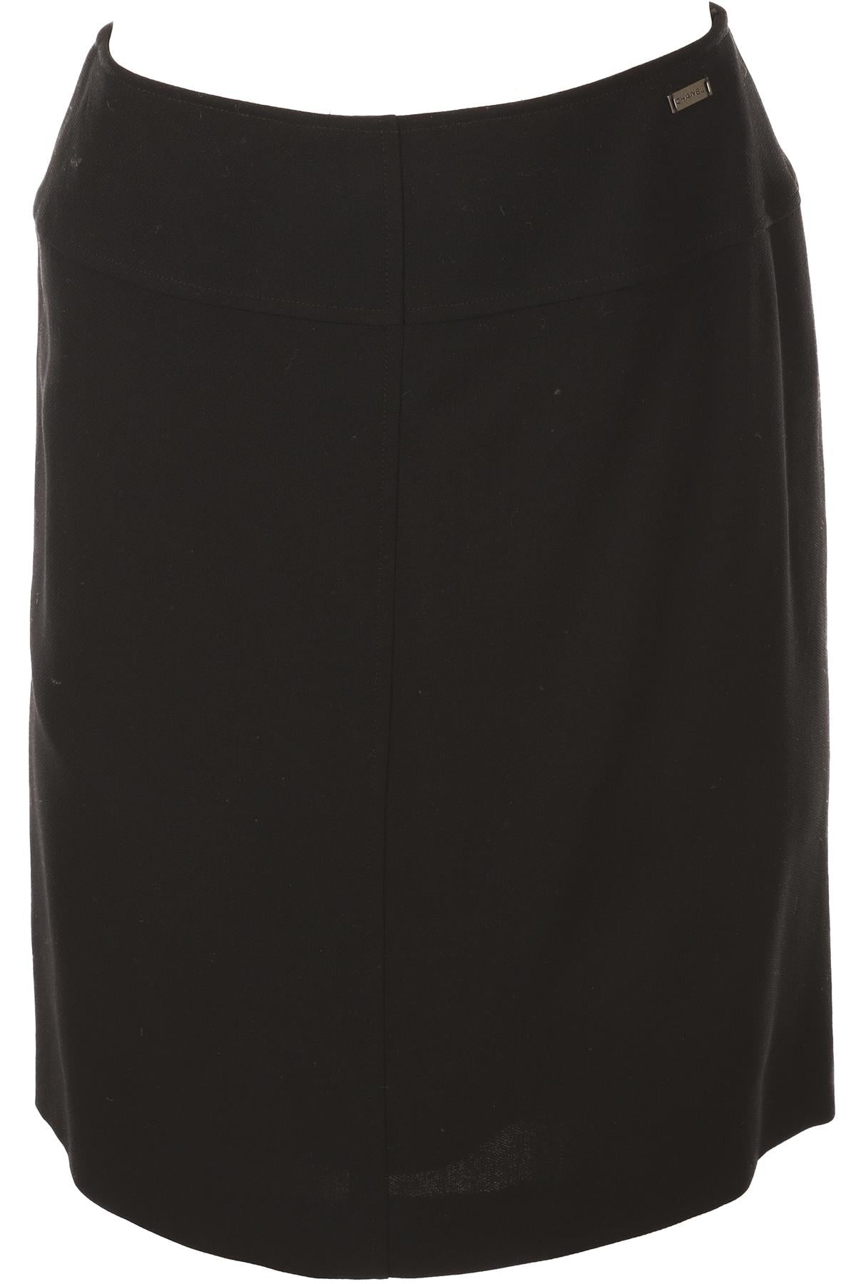CHANEL BLACK 2000 WOOL MINI SKIRT FR 36 UK 8