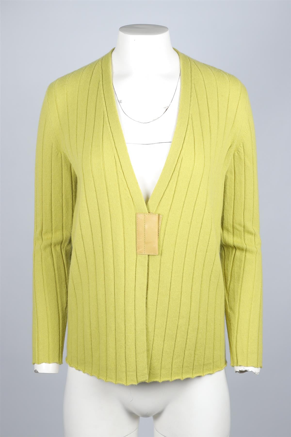 LAFAYETTE 148 GREEN CASHMERE CARDIGAN SMALL