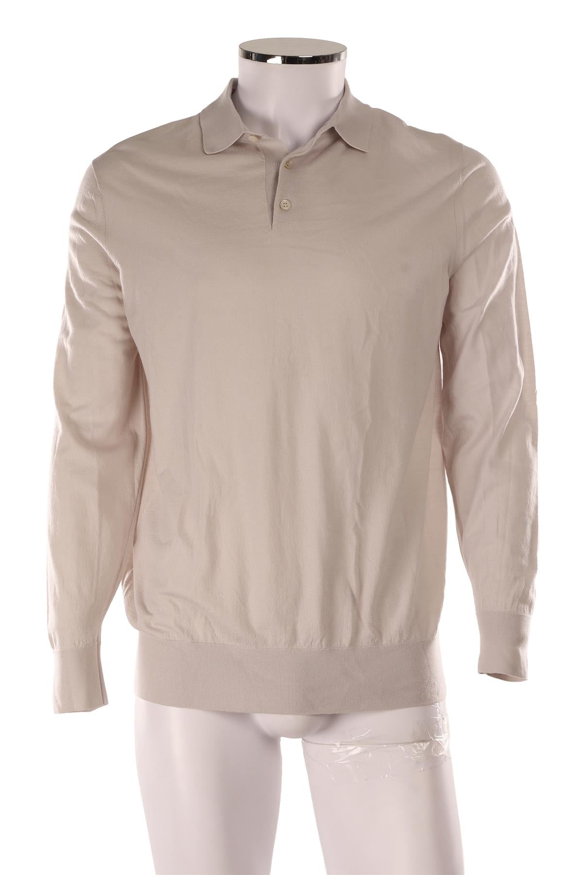 LORO PIANA GREY MEN'S WOOL POLO SWEATER IT 56 UK/US 46
