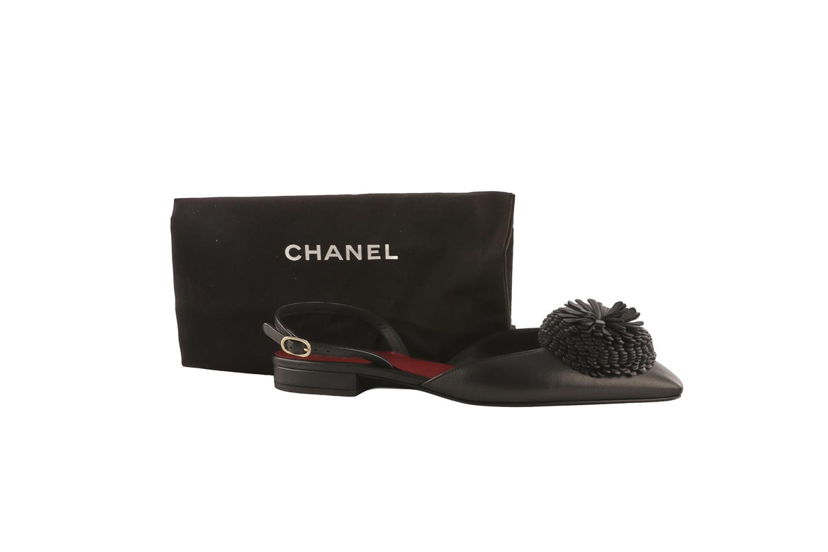 CHANEL BLACK 2026 LEATHER BALLET FLATS EU 40.5 UK 7.5 US 10.5