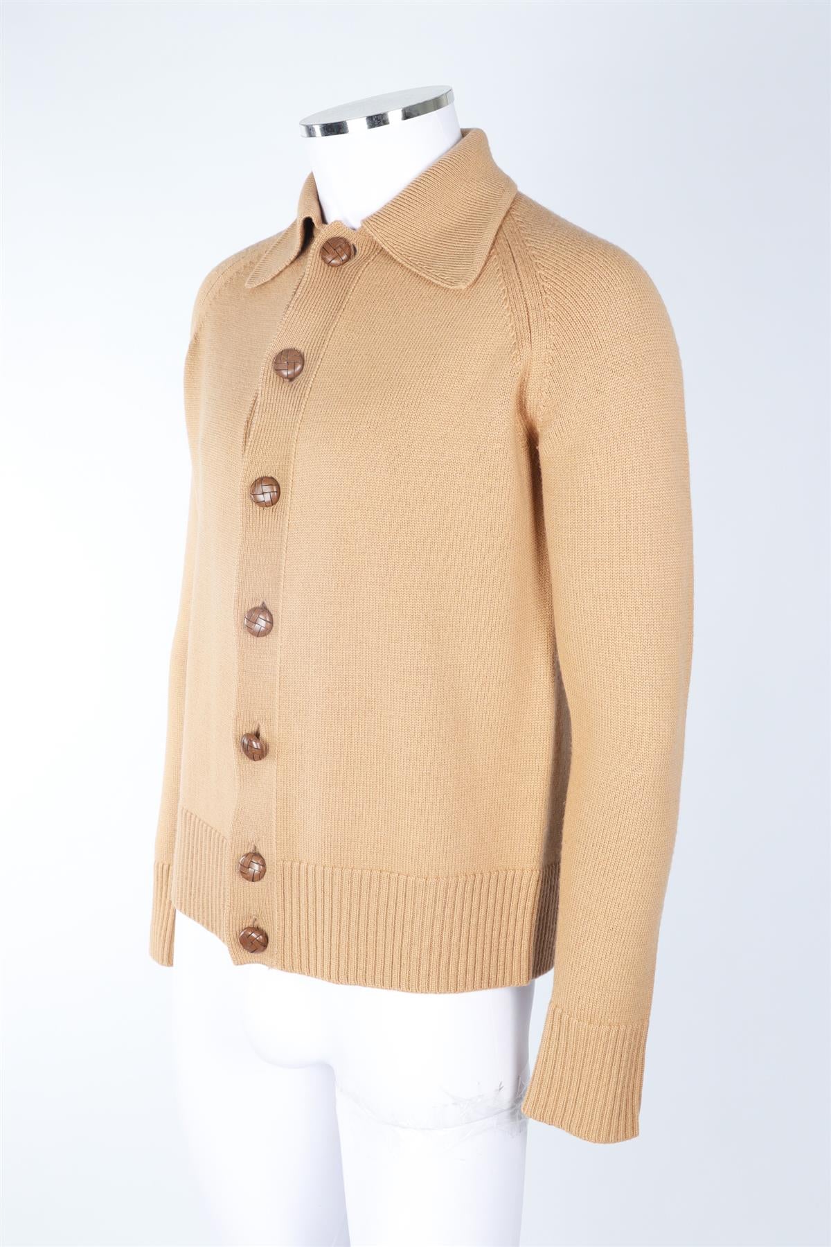 GIULIVA HERITAGE TAN MEN'S WOOL CARDIGAN MEDIUM