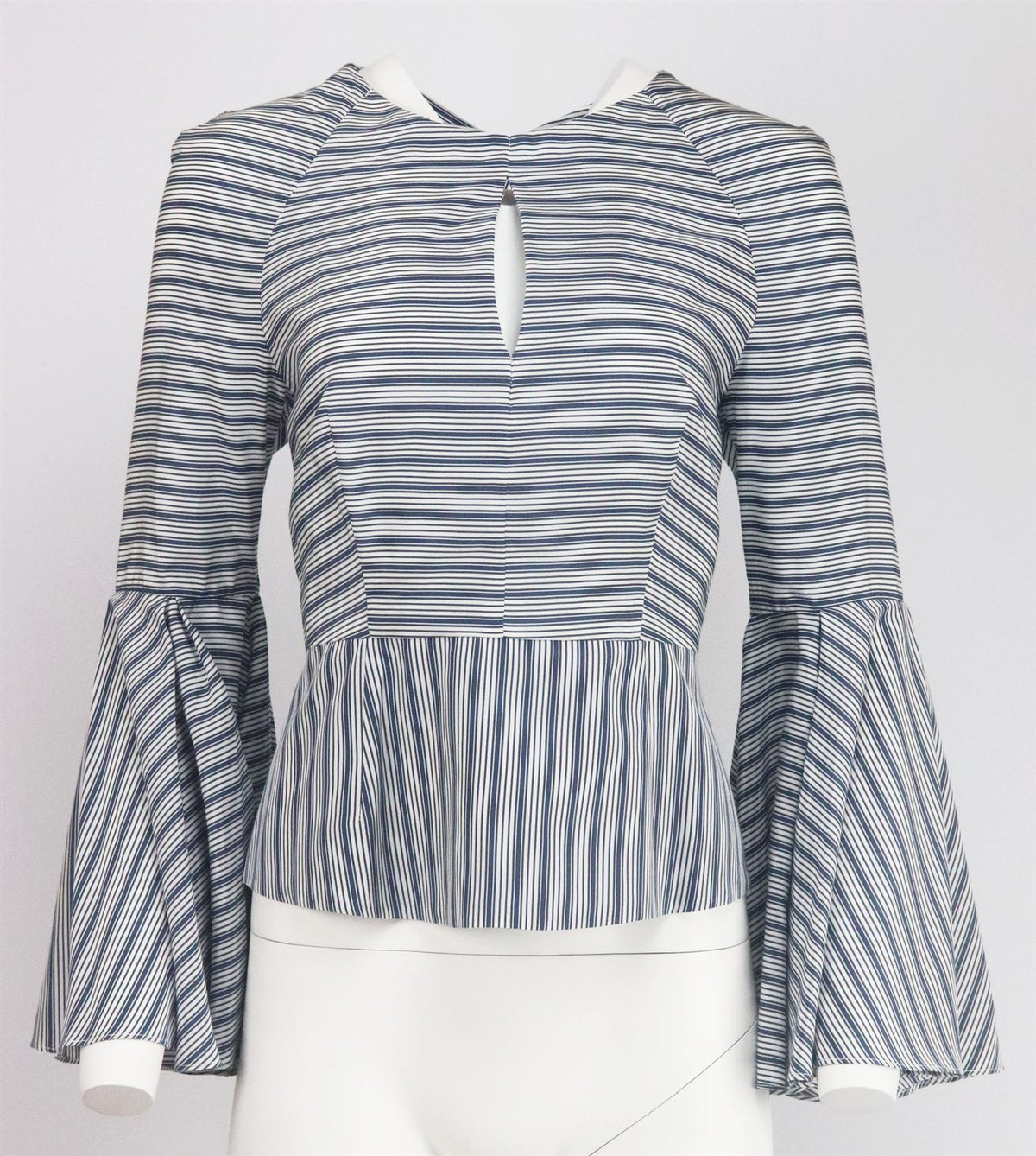 MILLY FLUTED STRIPED COTTON BLEND SHIRT US 10 UK 14