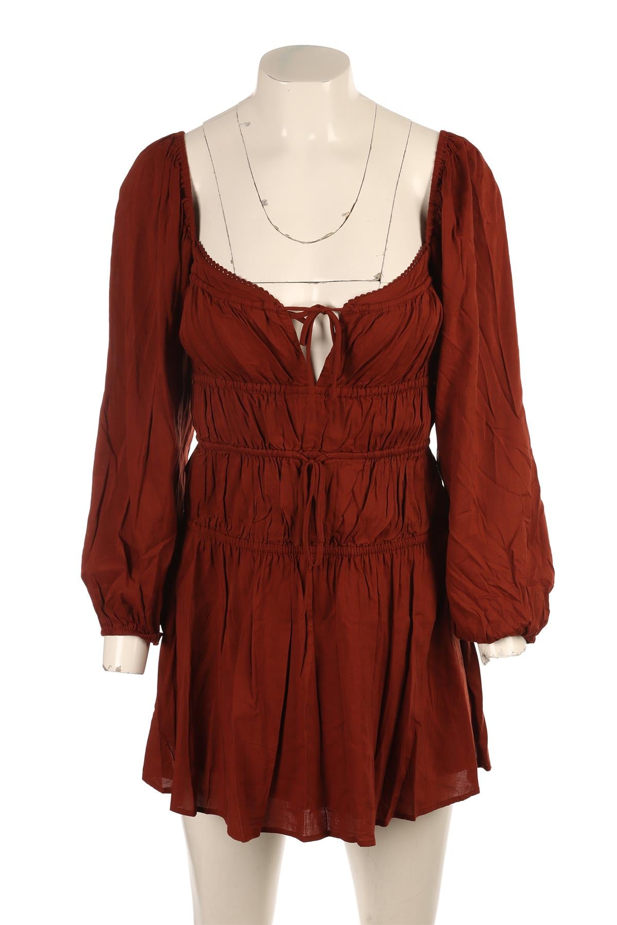REFORMATION BROWN COTTON MINI DRESS US 2 UK 6