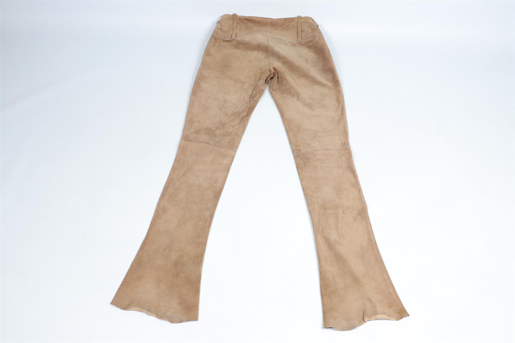 DOLCE & GABBANA BEIGE VINTAGE SUEDE FLARED PANTS IT 38 UK 6