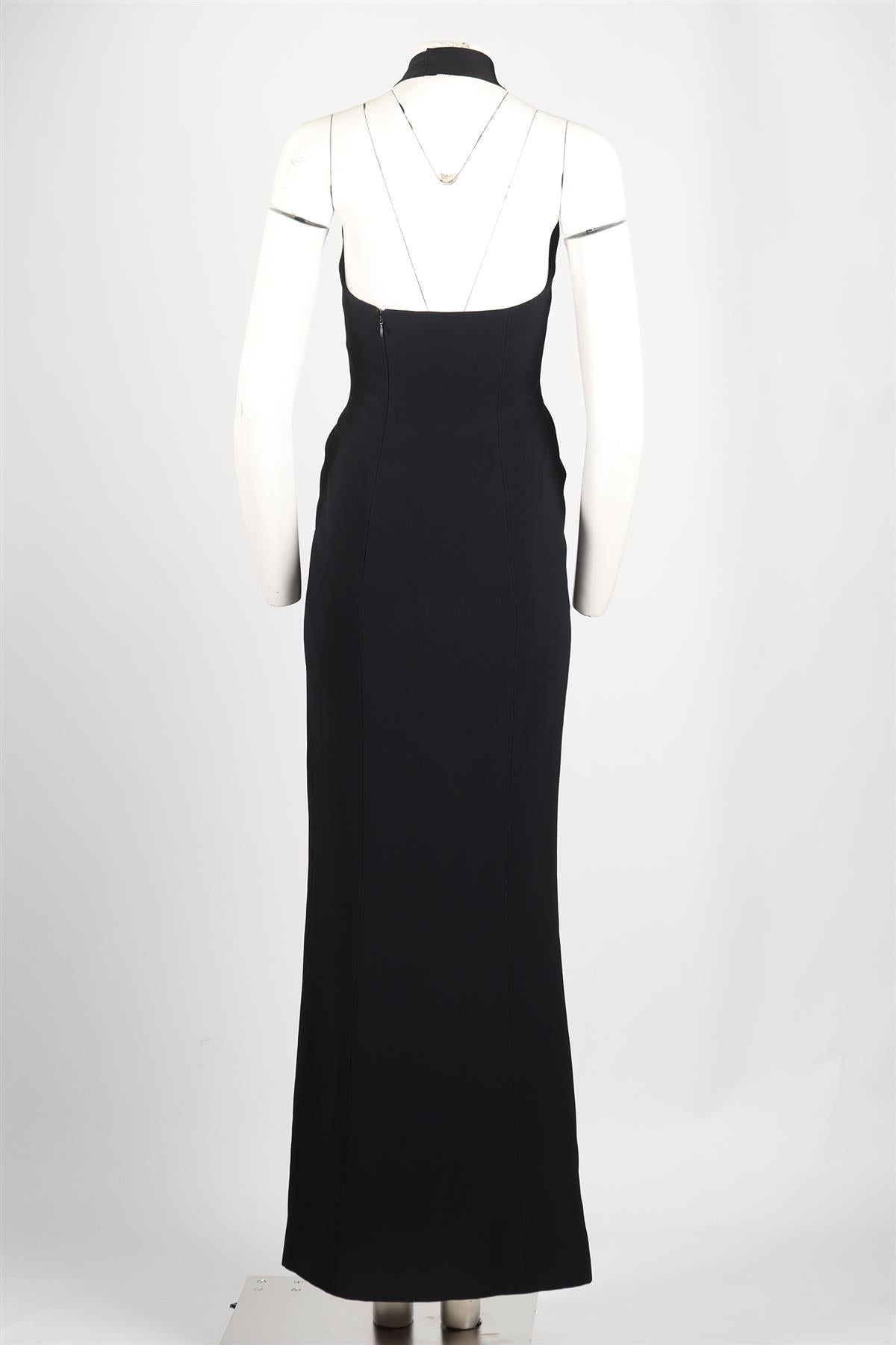 MUGLER HALTERNECK CREPE MAXI DRESS FR 38 UK 10