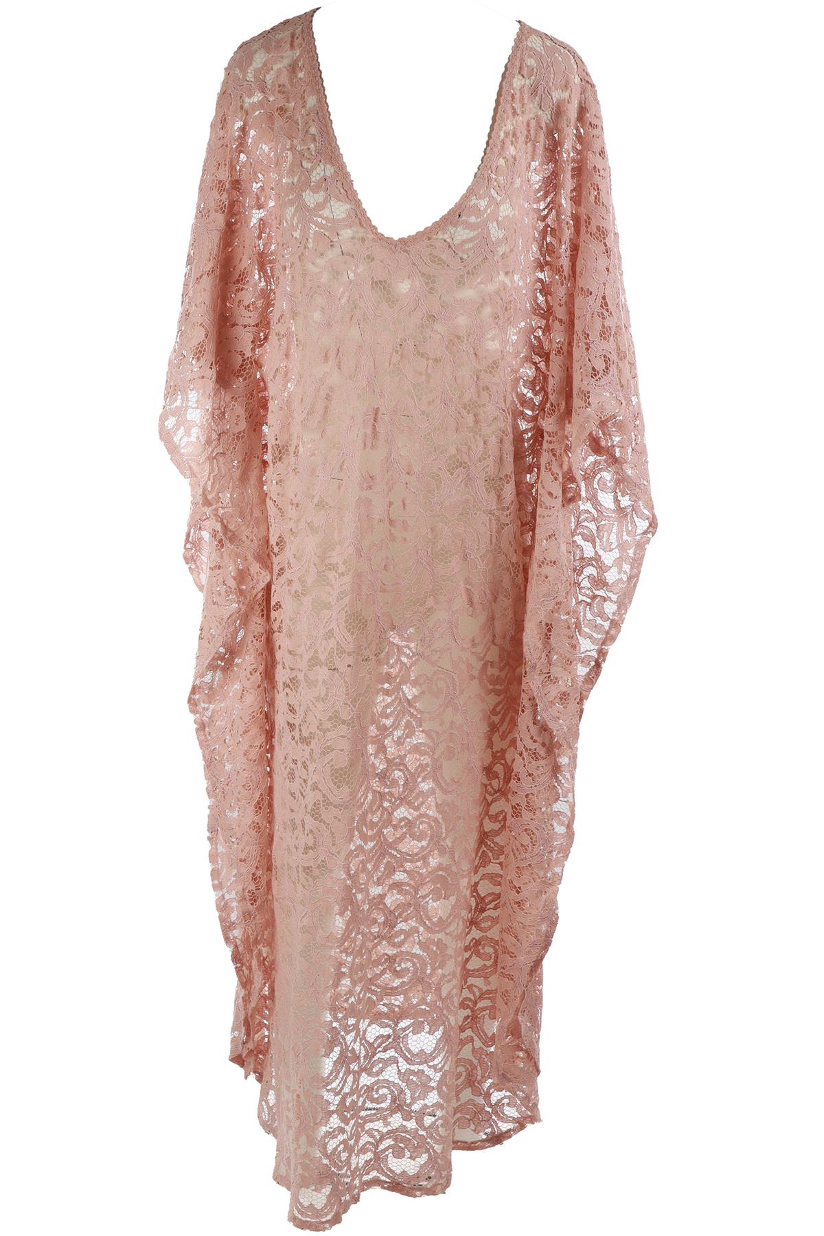 MELISSA ODABASH NUDE LACE KAFTAN