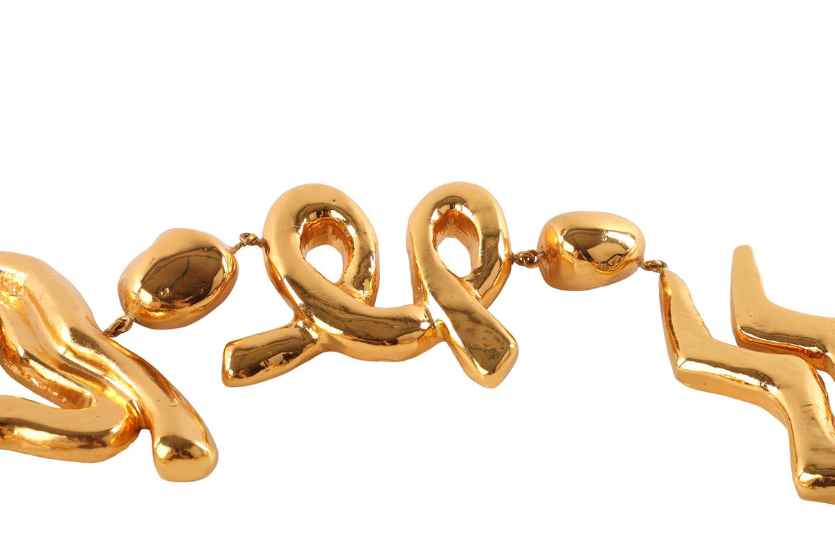 CHRISTIAN LACROIX GOLD ZODIAC GOLD TONE WAIST BELT