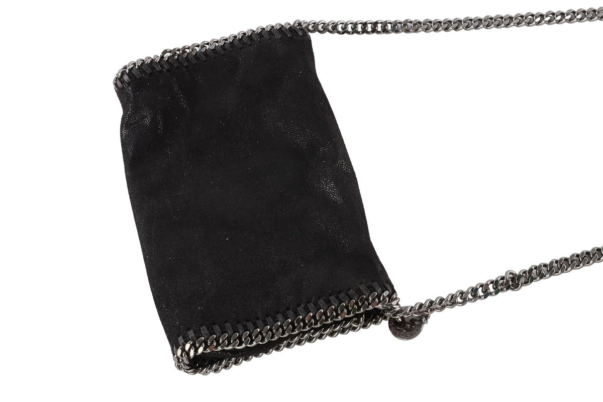 STELLA MCCARTNEY BLACK FALABELLA FAUX SUEDE CROSSBODY BAG