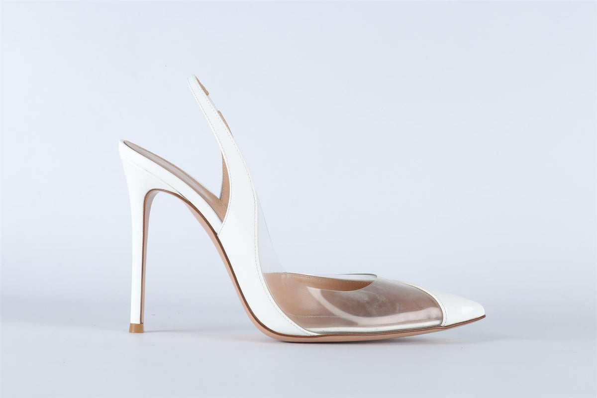 GIANVITO ROSSI WHITE PATENT LEATHER SLINGBACK PUMPS EU 40 UK 7 US 10