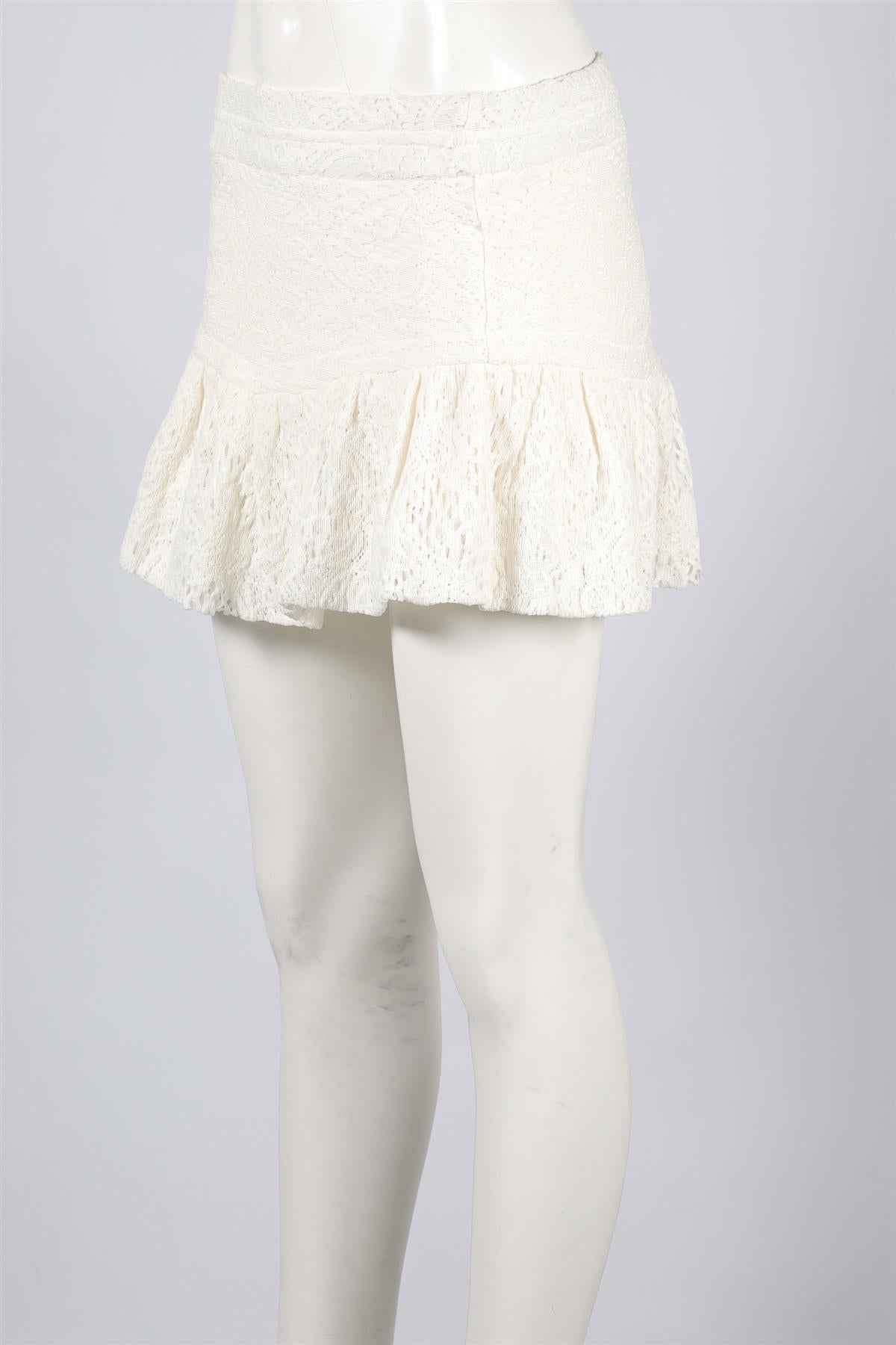 IRO WHITE CROCHET MINI SKIRT FR 36 UK 8