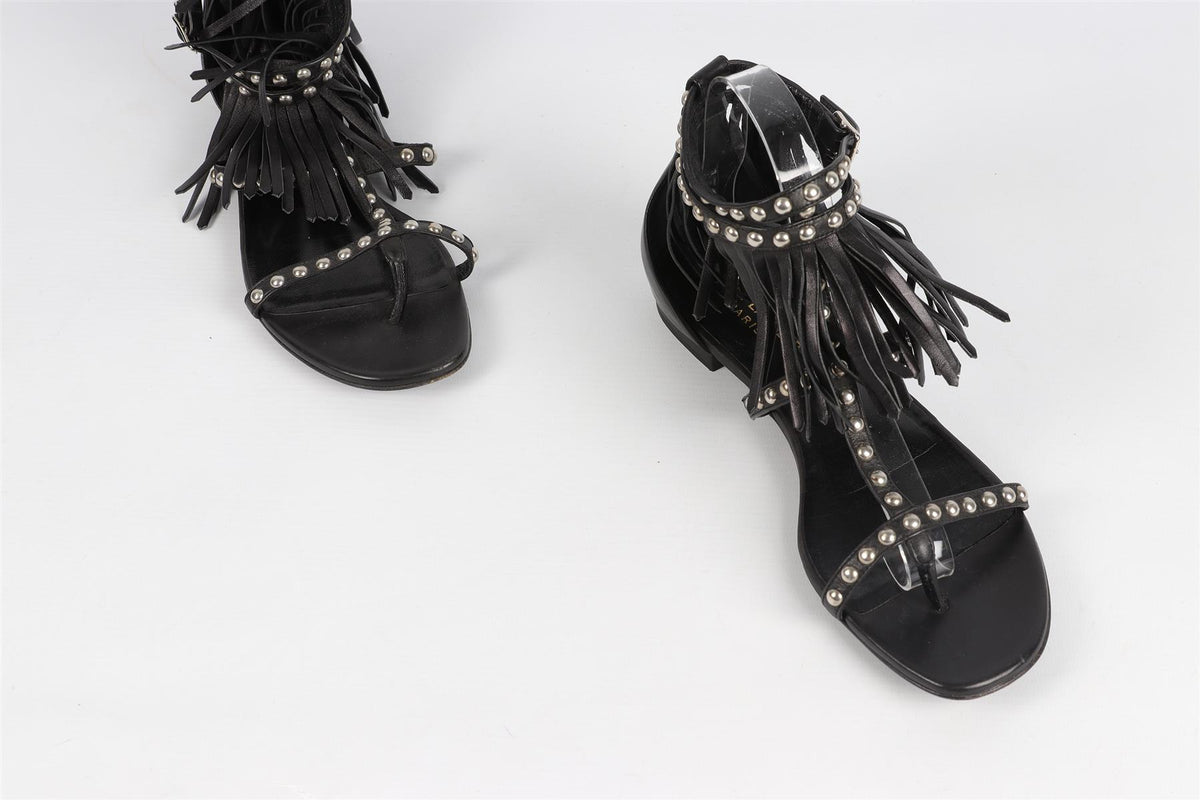 SAINT LAURENT BLACK LEATHER SANDALS EU 39 UK 6 US 9