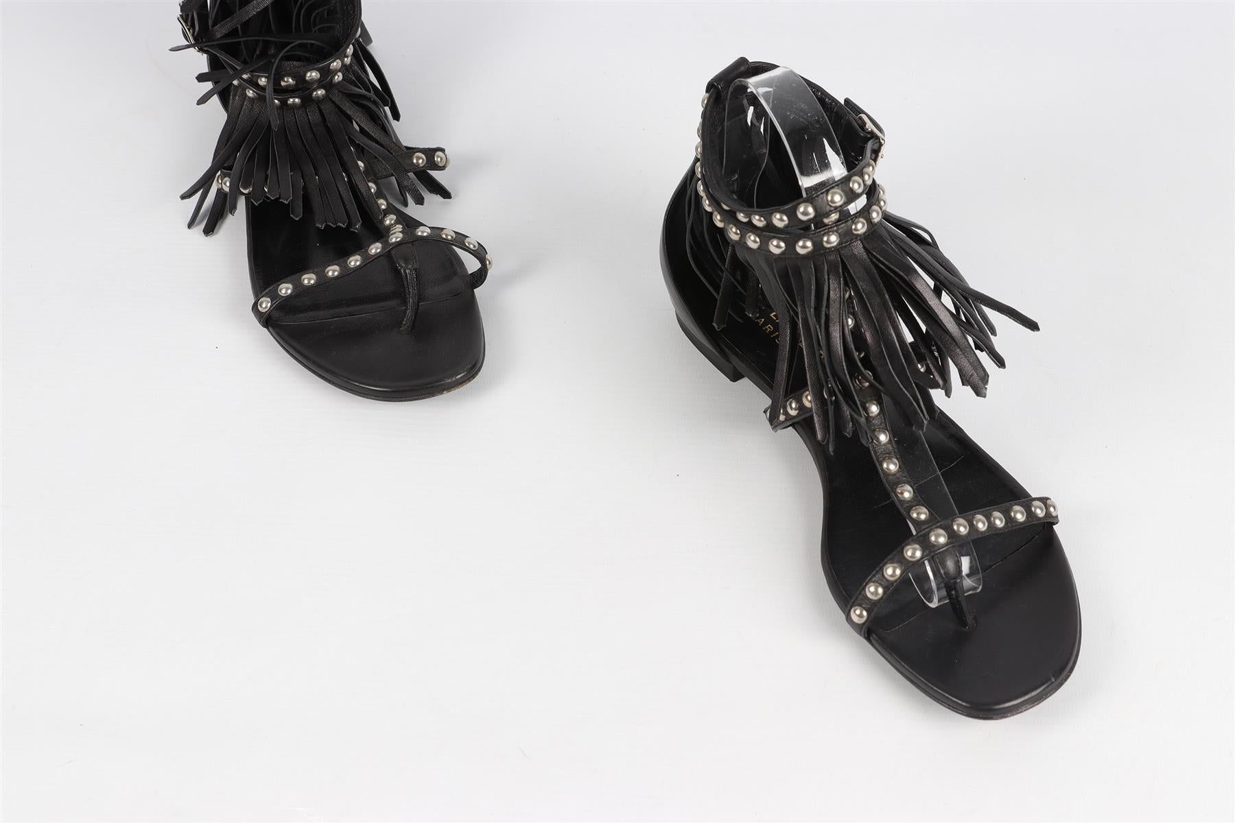 SAINT LAURENT BLACK LEATHER SANDALS EU 39 UK 6 US 9