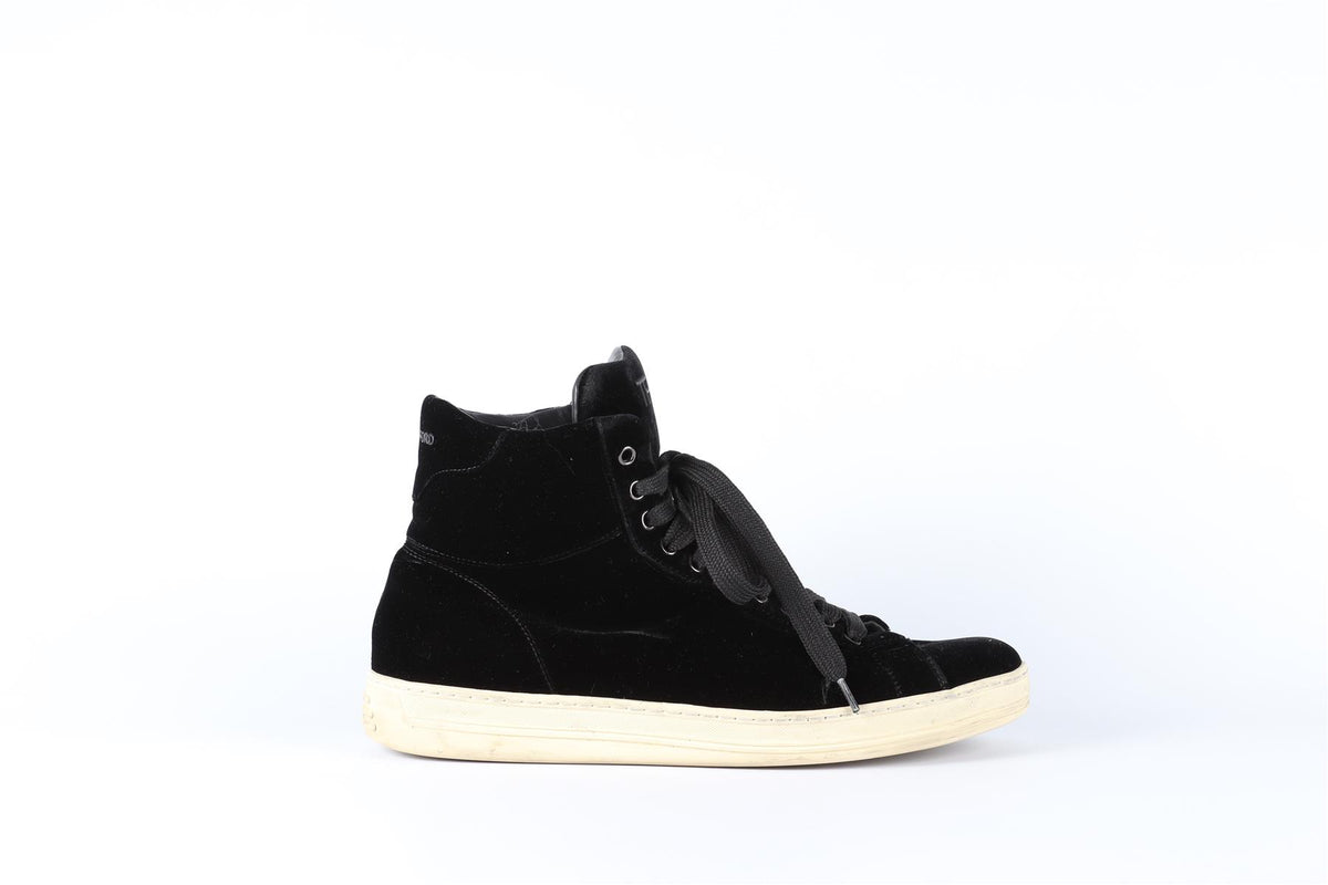 TOM FORD BLACK MEN'S VELVET SNEAKERS EU 40 UK 6 US 7
