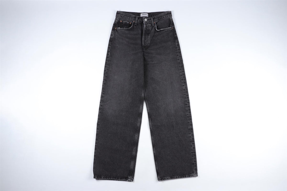 AGOLDE BLACK HIGH RISE WIDE LEG JEANS W24 UK 6