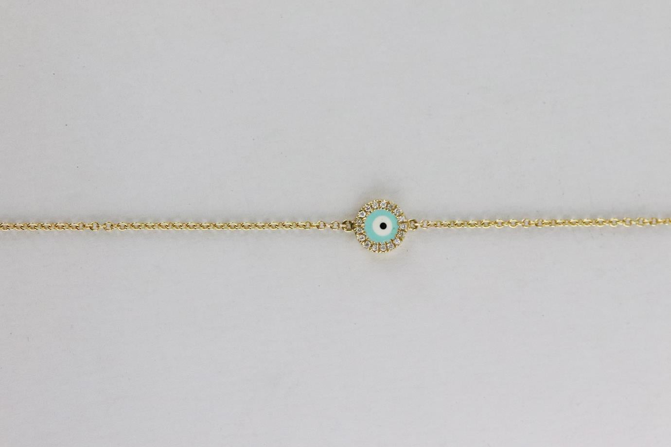 UNKNOWN BRAND EVIL EYE 14K YELLOW GOLD AND DIAMOND BRACELET