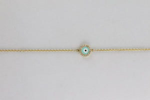 UNKNOWN BRAND EVIL EYE 14K YELLOW GOLD AND DIAMOND BRACELET