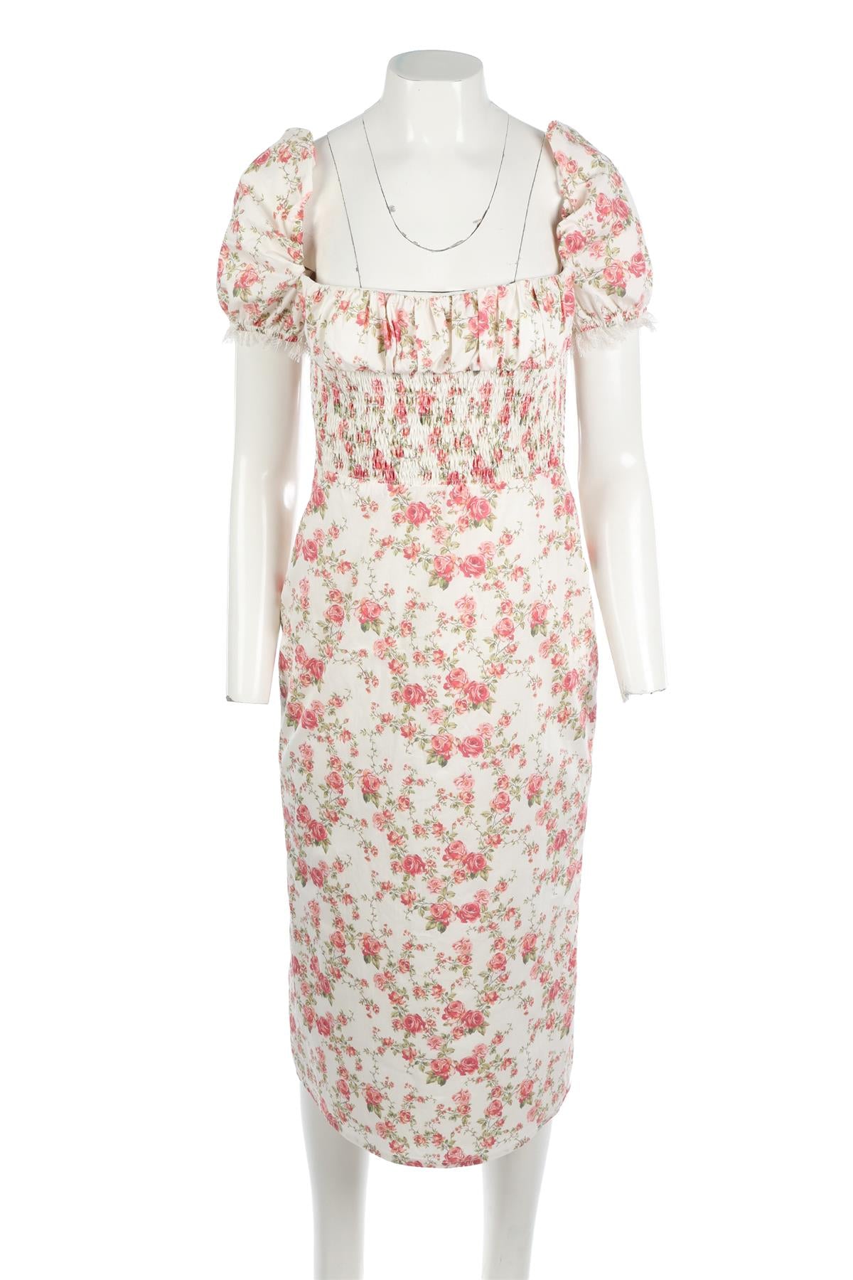 HOUSE OF CB MULTI COTTON MIDI DRESS MEDIUM