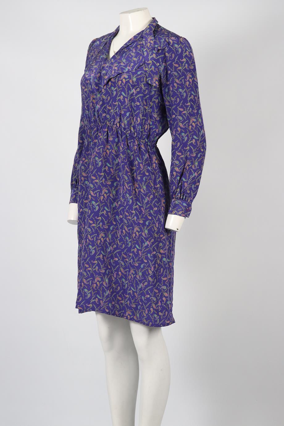 DIANE VON FURSTENBERG VINTAGE PRINTED SILK MIDI DRESS SMALL
