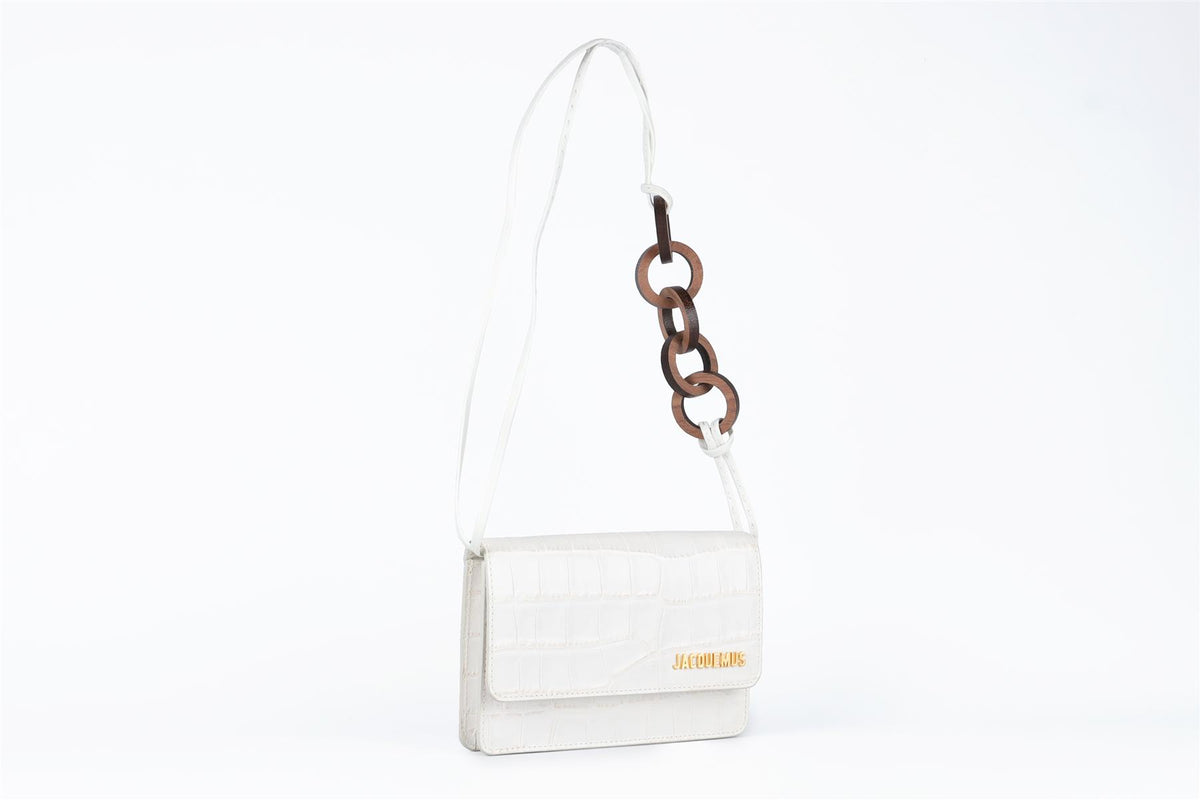 JACQUEMUS WHITE LE SAC RIVIERA LEATHER SHOULDER BAG