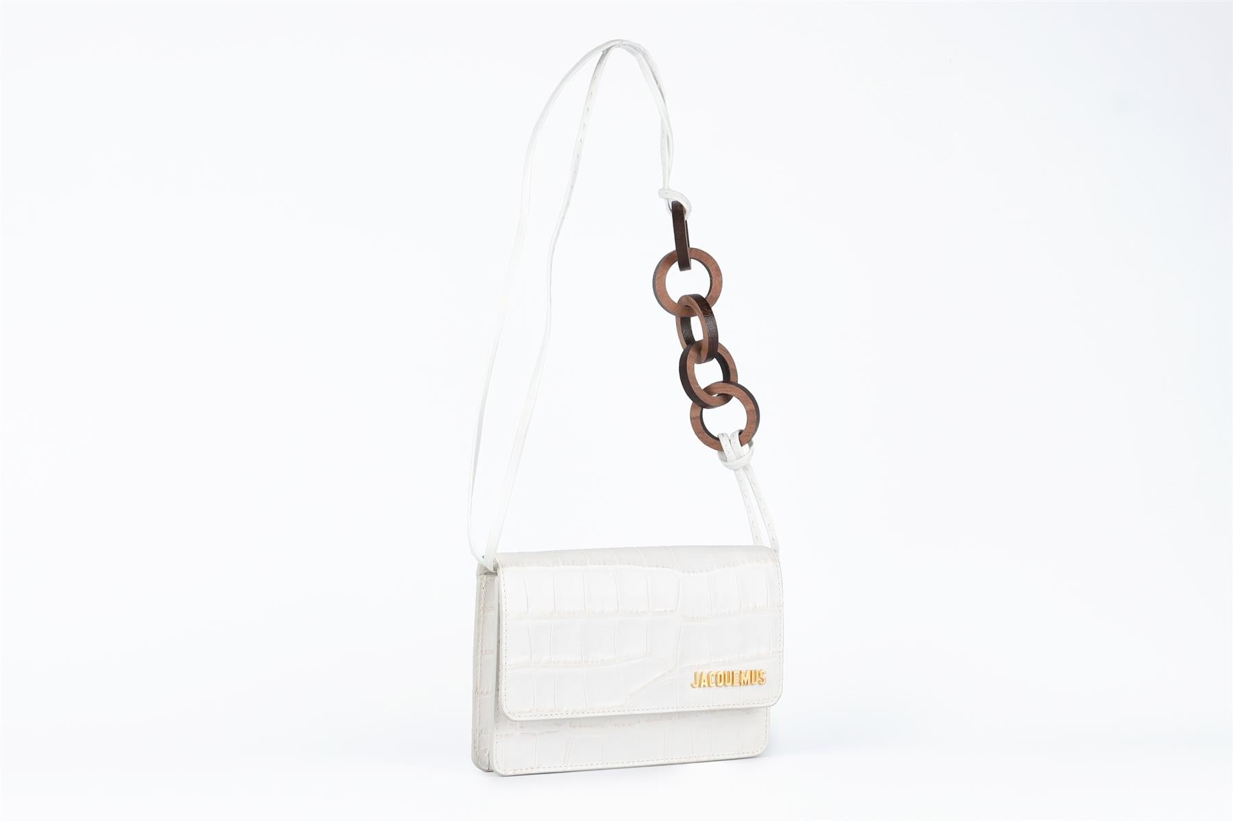JACQUEMUS WHITE LE SAC RIVIERA LEATHER SHOULDER BAG