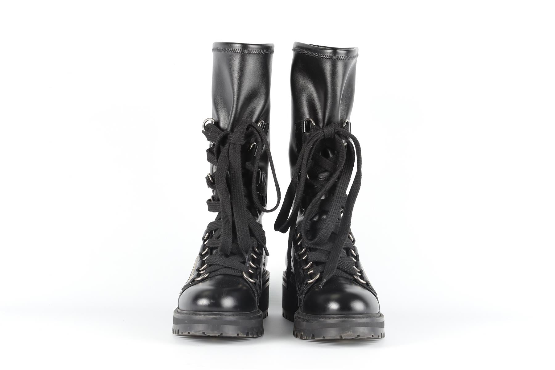CHRISTIAN DIOR BLACK D-FIGHT LEATHER BOOTS EU 40 UK 7 US 10