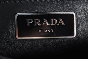 PRADA BLACK POCKET LEATHER AND RE-NYLON SHOULDER BAG