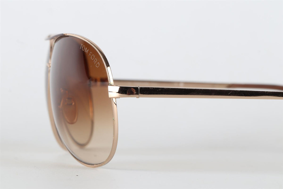 TOM FORD BROWN METAL SUNGLASSES ONE SIZE