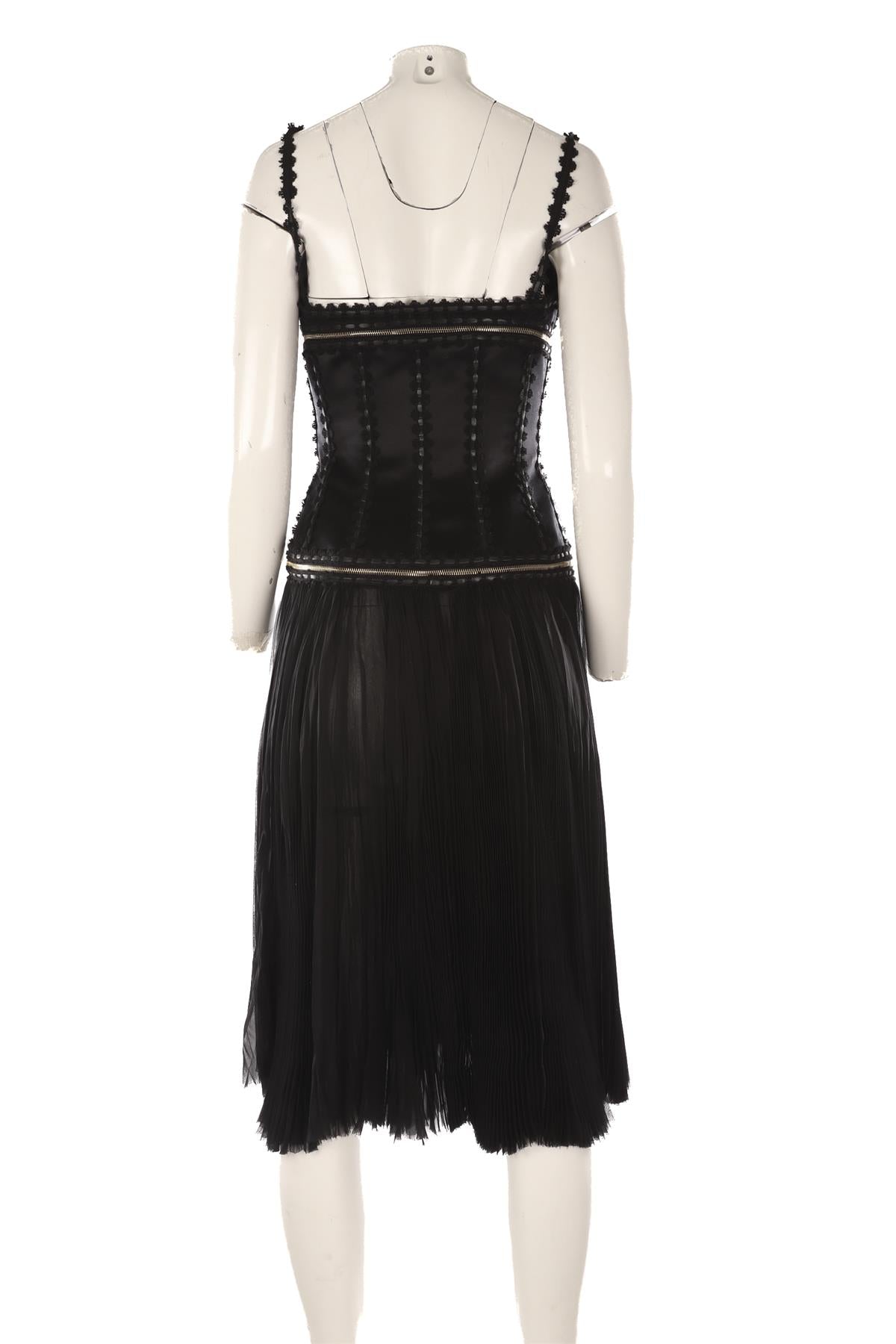 ALEXANDER MCQUEEN BLACK 2003 SILK MIDI DRESS IT 40 UK 8