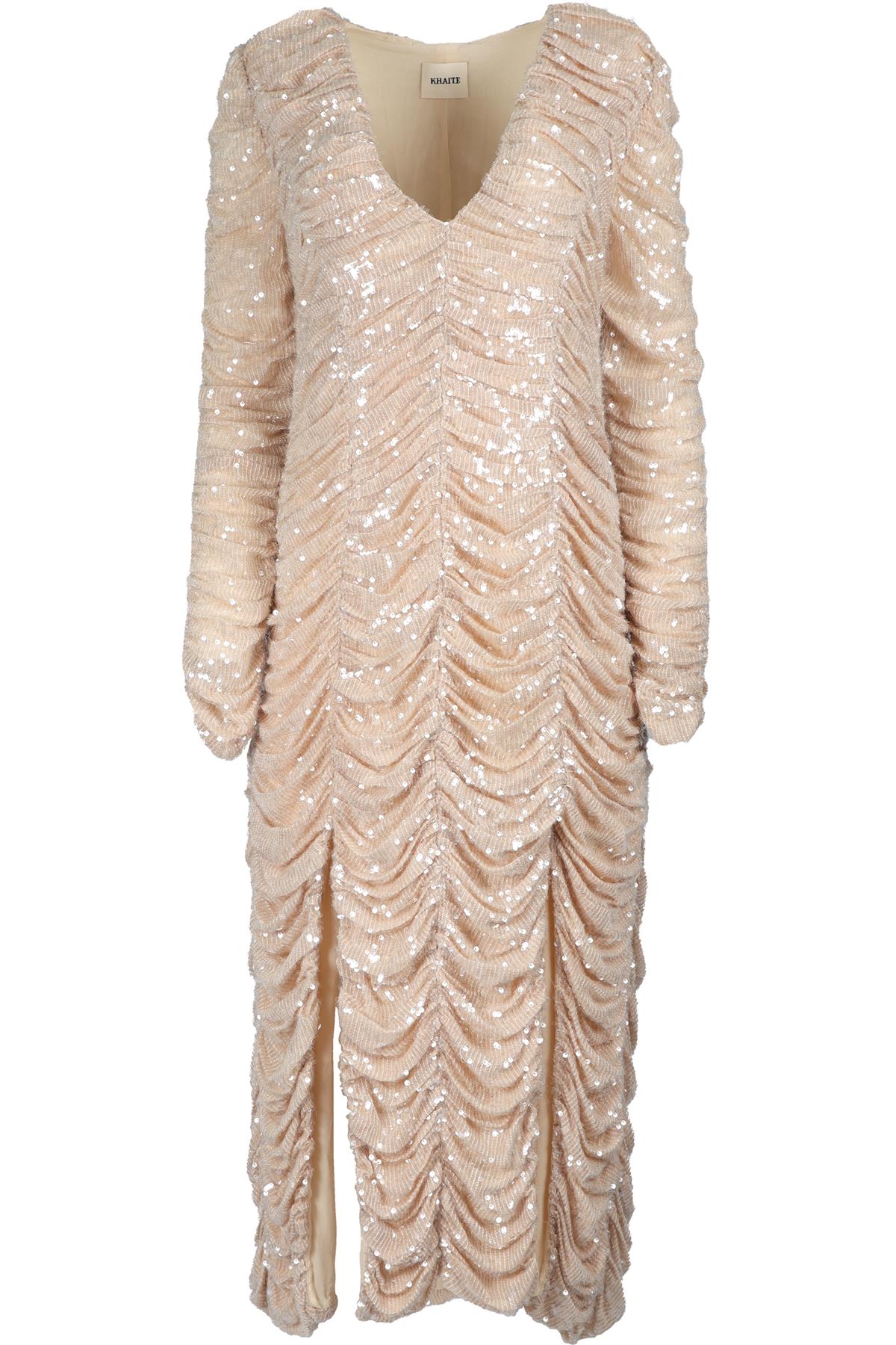 KHAITE NUDE SEQUIN MAXI DRESS US 2 UK 6