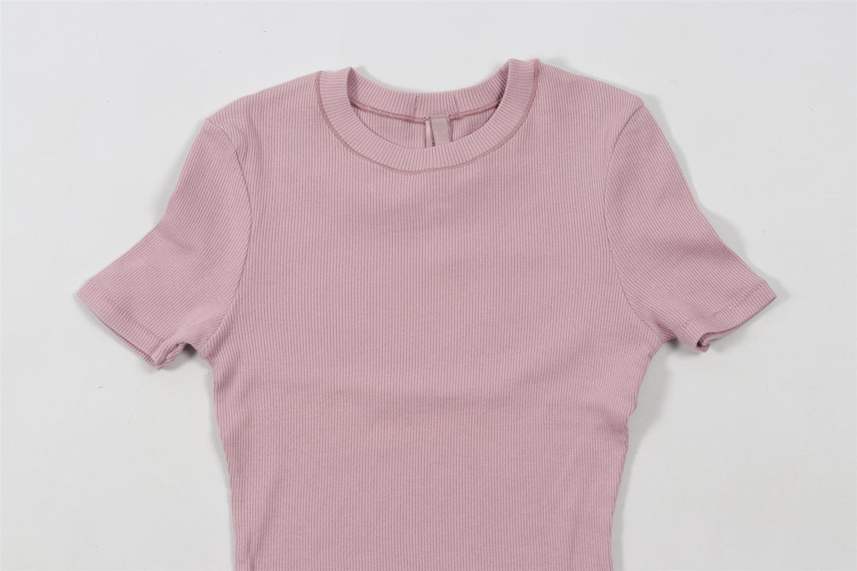 SKIMS PINK COTTON T-SHIRT XXSMALL