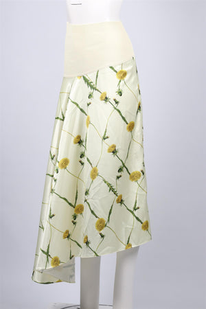 BURBERRY YELLOW SATIN MAXI SKIRT UK 6