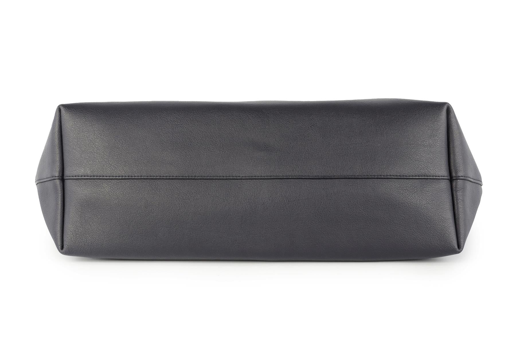 SAINT LAURENT NAVY SHOPPING E/W LEATHER TOTE BAG