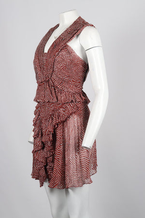 ISABEL MARANT PRINTED SLIK MINI DRESS FR 40 UK 12