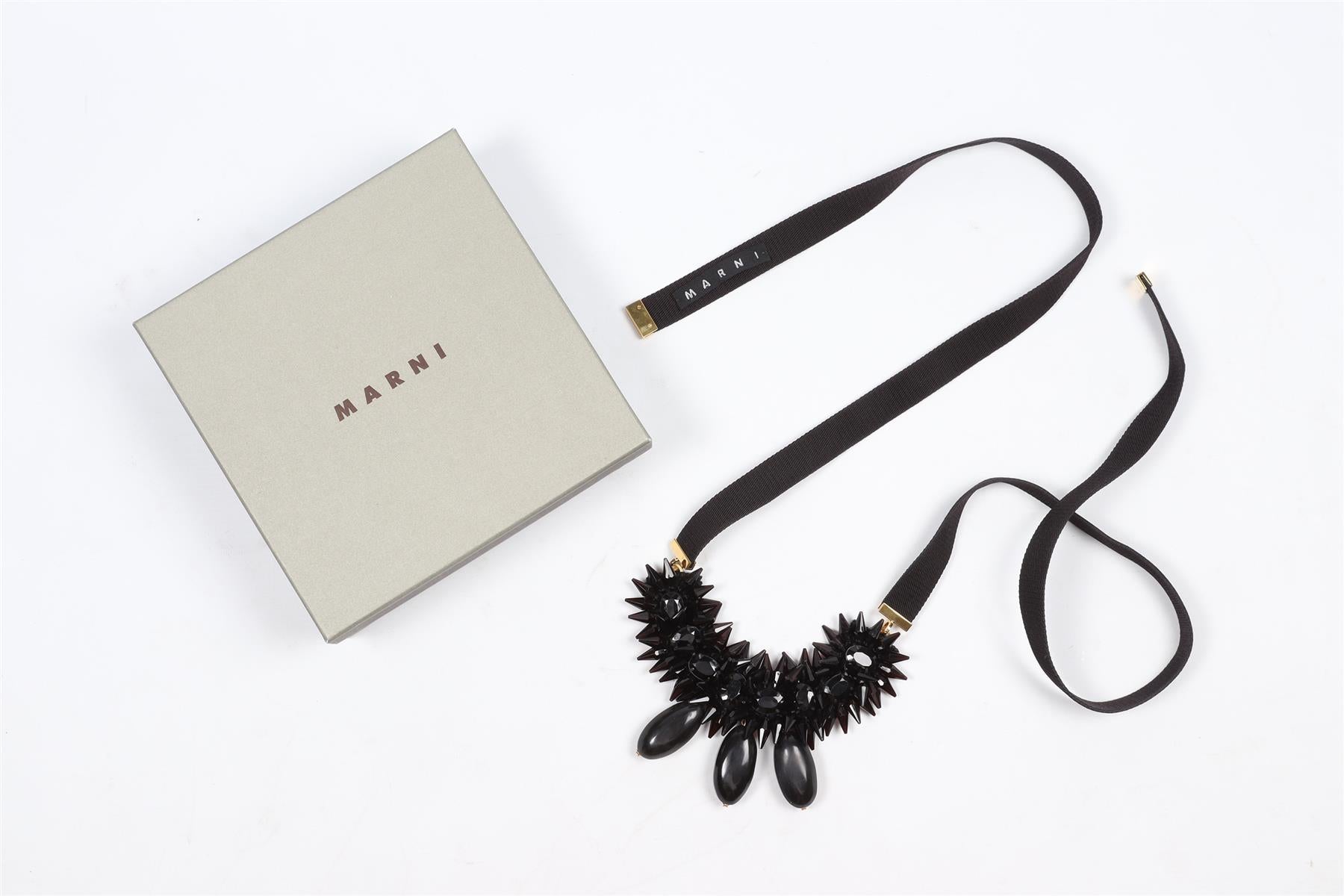 MARNI BLACK ACETATE AND RIBBON NECKLACE