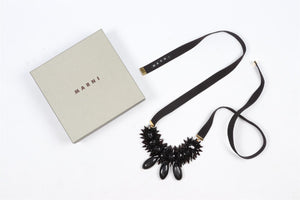 MARNI BLACK ACETATE AND RIBBON NECKLACE