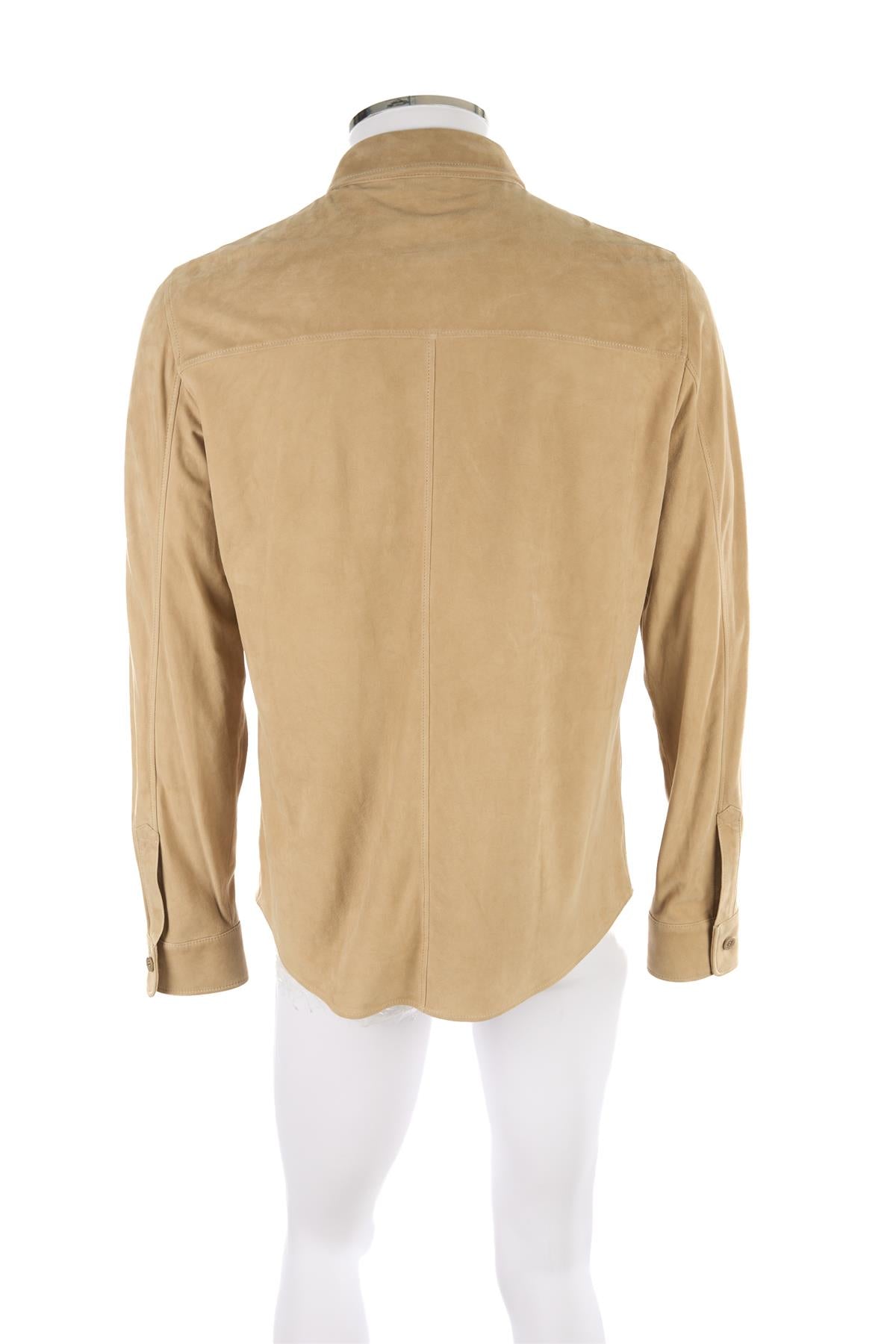 LORO PIANA BEIGE MEN'S SUEDE SHIRT MEDIUM