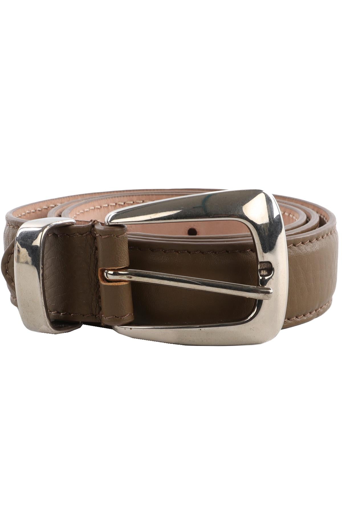 KHAITE TAUPE LEATHER WAIST BELT 75CM