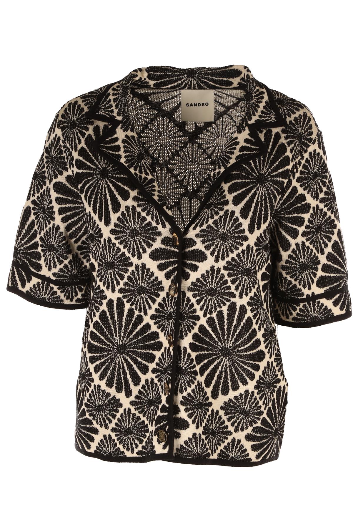 SANDRO BLACK KNIT SHIRT SMALL