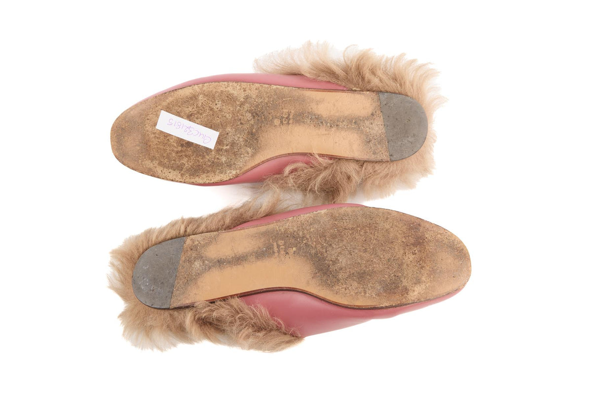 GUCCI PINK PRINCETOWN LEATHER SLIPPERS EU 39 UK 6 US 9