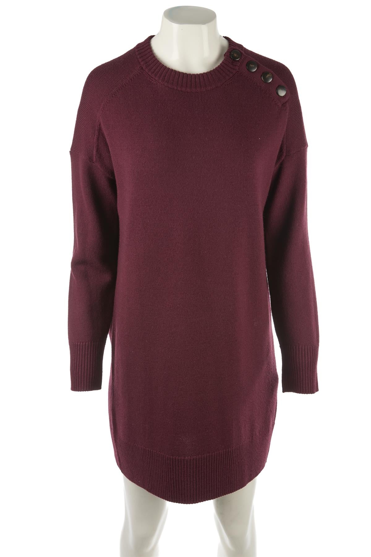 SEZANE BURGUNDY WOOL MINI DRESS MEDIUM