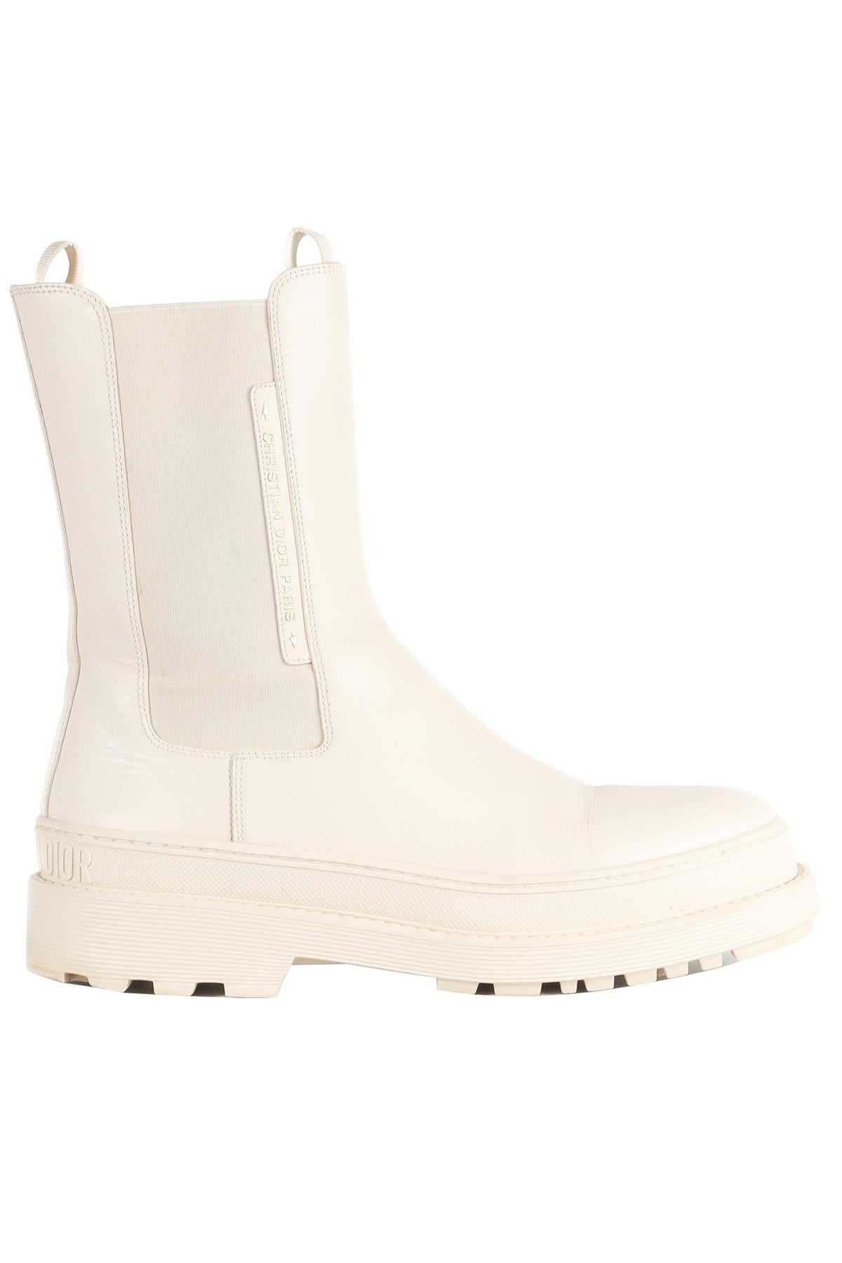 CHRISTIAN DIOR ECRU TRIAL LEATHER ANKLE BOOTS EU 41, UK 8, US 11