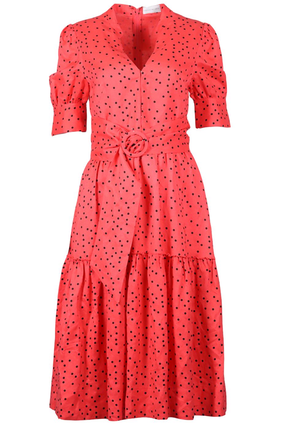 REBECCA VALLANCE LINEN BLEND MIDI DRESS UK 10