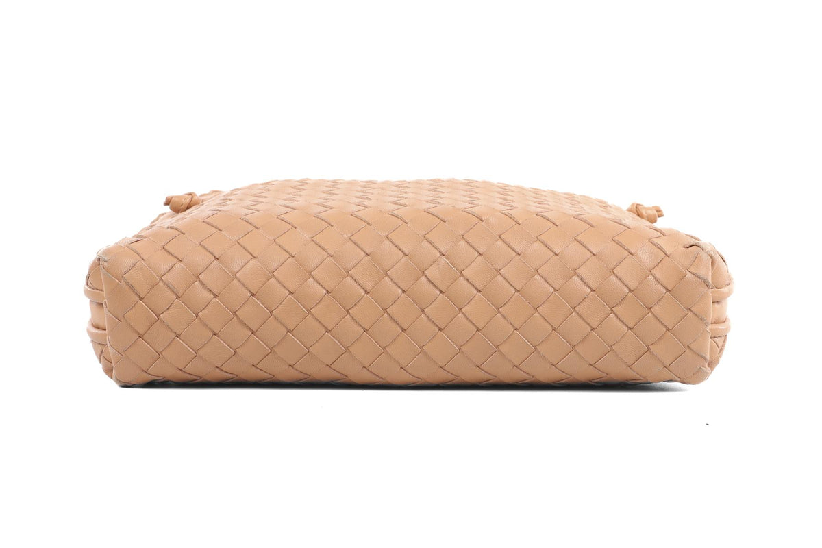 BOTTEGA VENETA BEIGE NODINI INTRECCIATO LEATHER SHOULDER BAG