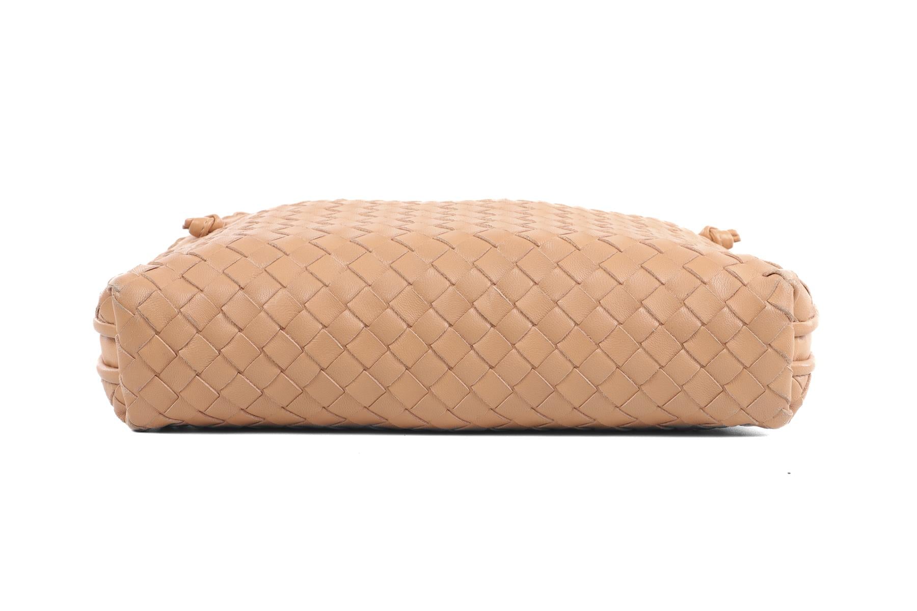 BOTTEGA VENETA BEIGE NODINI INTRECCIATO LEATHER SHOULDER BAG