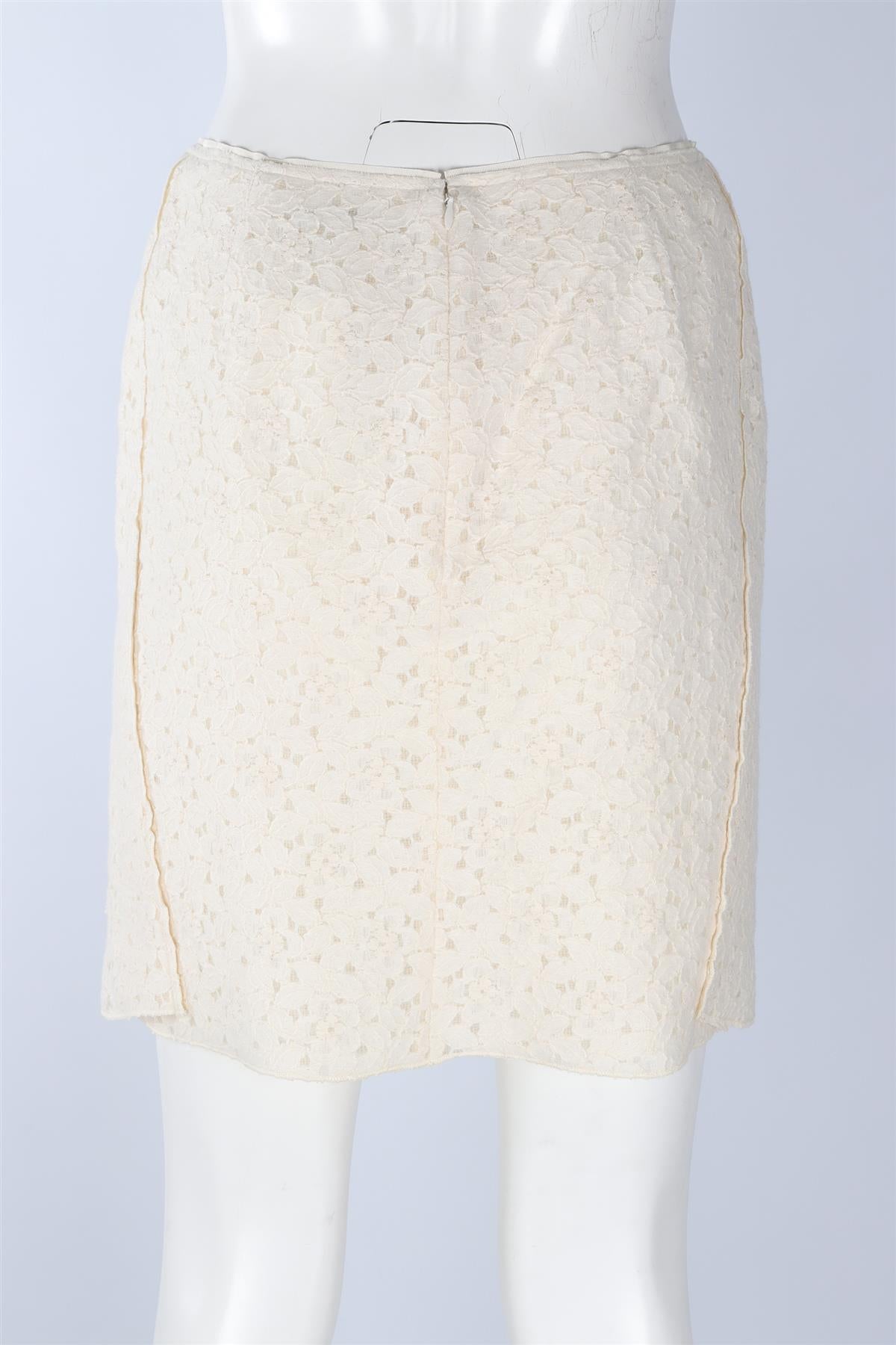 NINA RICCI CREAM LACE MINI SKIRT FR 40 UK 12