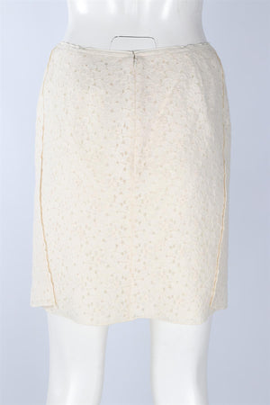 NINA RICCI CREAM LACE MINI SKIRT FR 40 UK 12