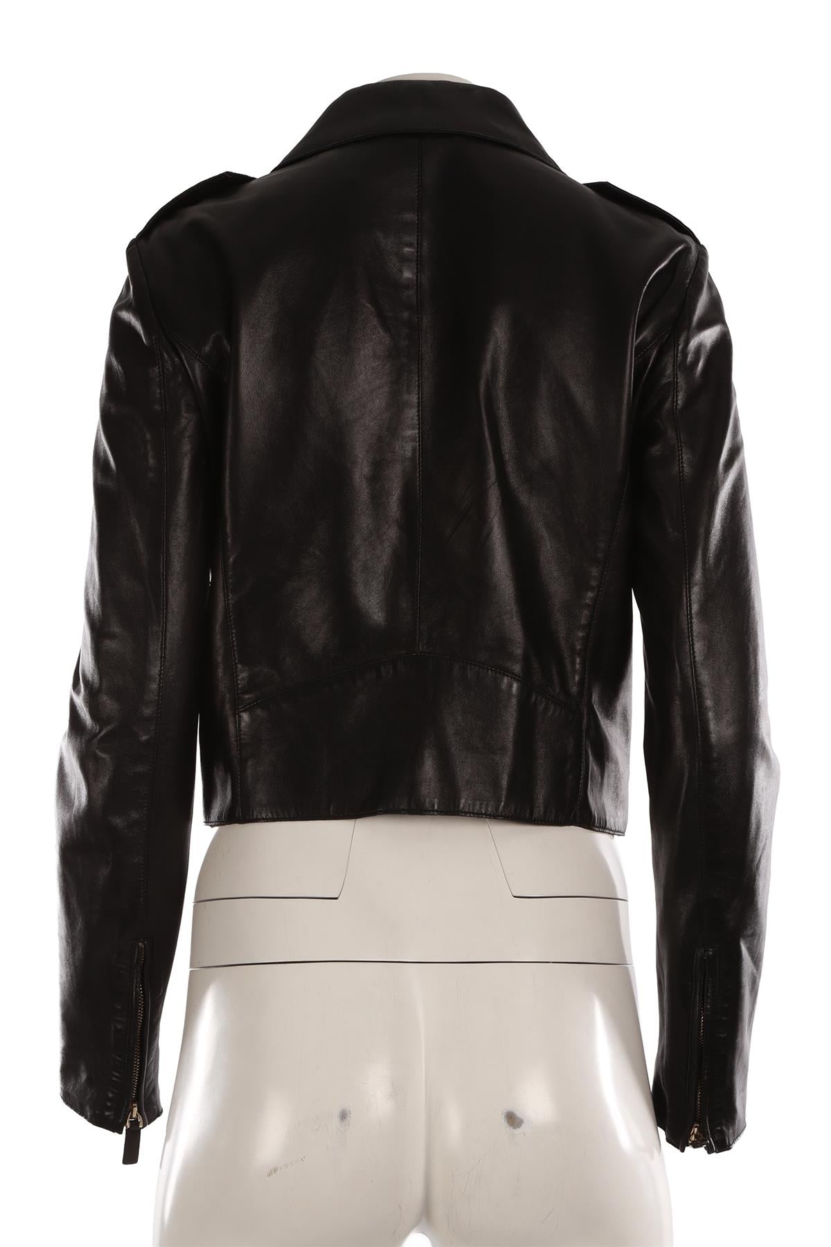 VALENTINO BLACK LEATHER BIKER JACKET IT 44 UK 12
