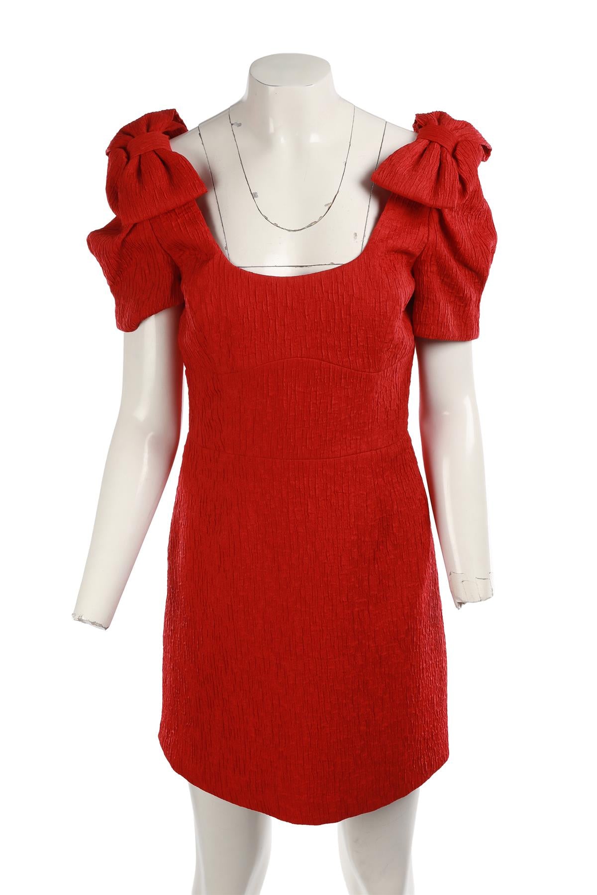 REBECCA VALLANCE RED CREPE MINI DRESS MEDIUM