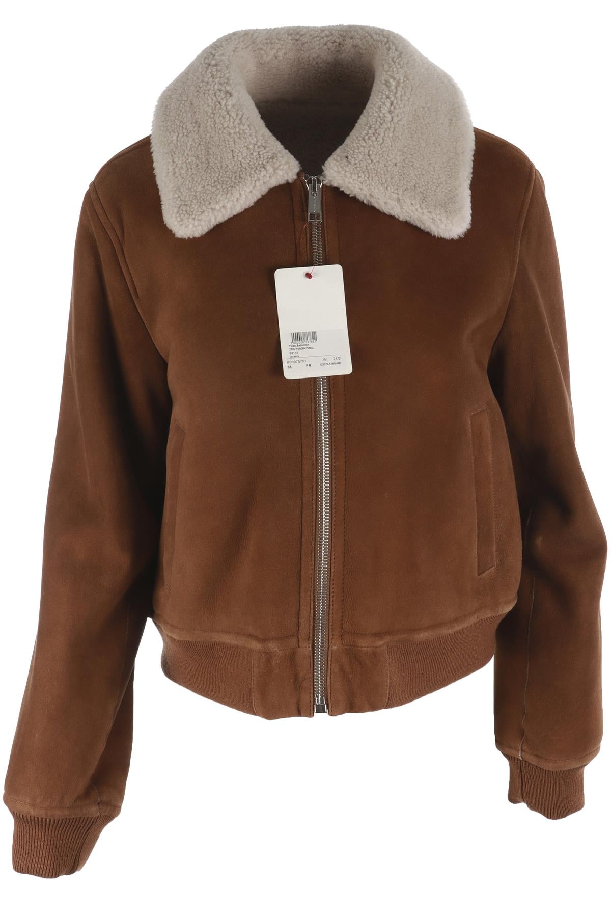 YVES SALOMON BROWN SHEARLING AND SUEDE JACKET FR 38 UK 10